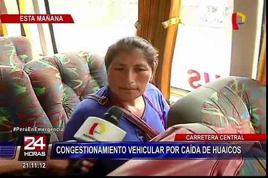 Carretera Central: gran congestión vehicular por caída de huaicos