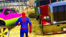 Cars and Trucks Party with Superhero in Fun Spiderman Cartoon for Children with Nursery Rh