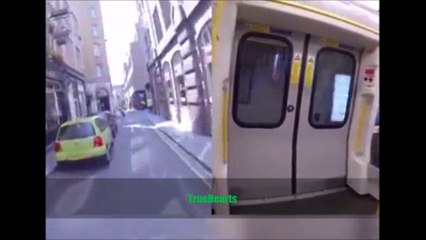 man races tube and wins