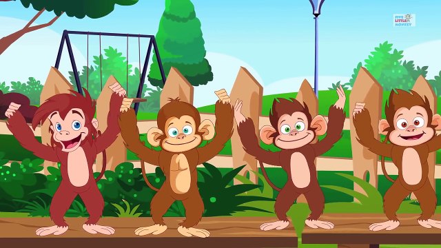 5 мало обезьяны прыжки на в кровать Дети питомник рифма песни