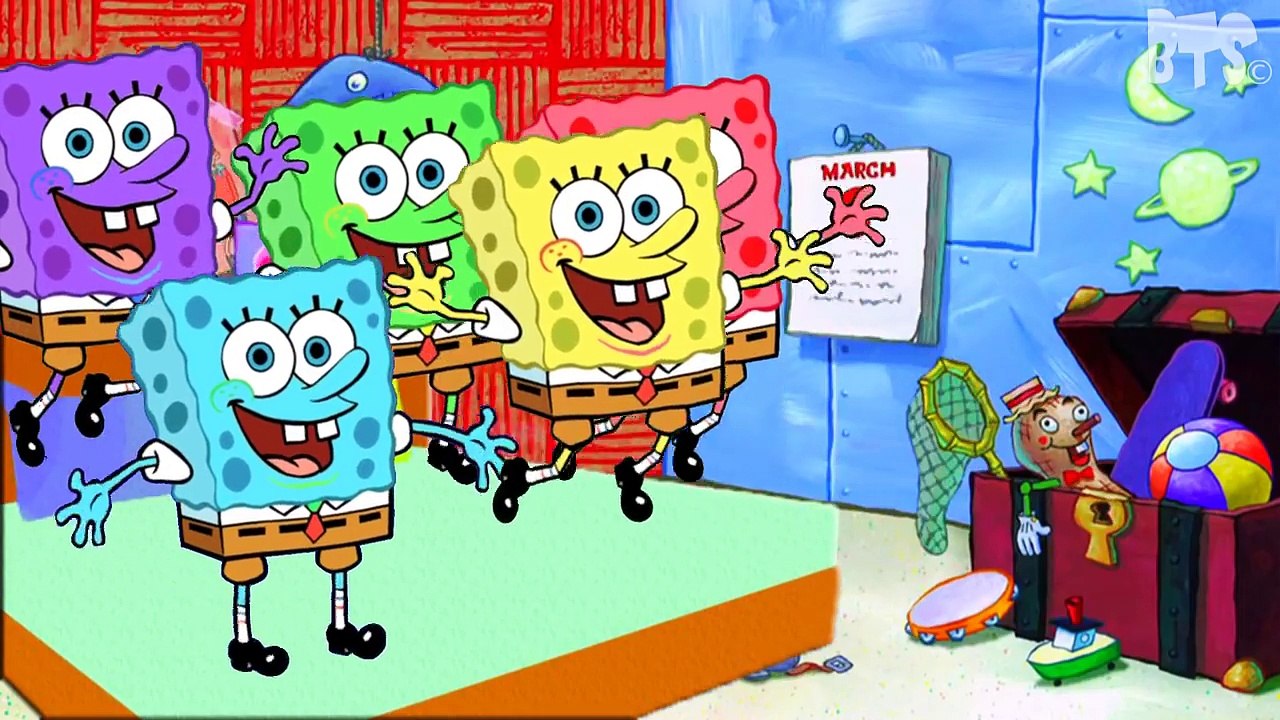 Five Little Spongebob Jumping on the Bed 5 Little Monkeys Jumping on