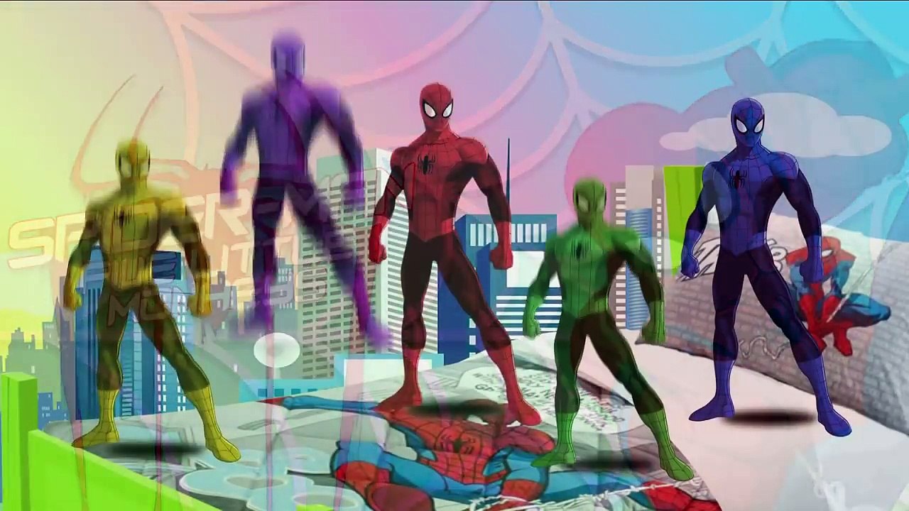 5 Little Spider man jumping on the bed - Five little spiders jumping on the bed