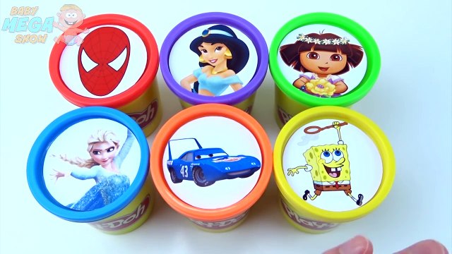 Сups Stacking Toys Play Doh Clay Pororo Robocar Poli Spiderman Dora Masha Little Bus Tayo