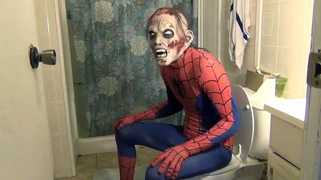 Spiderman vs. Frozen Elsa - Toilet awkward surprise- fart prank - Funny superhero movie in