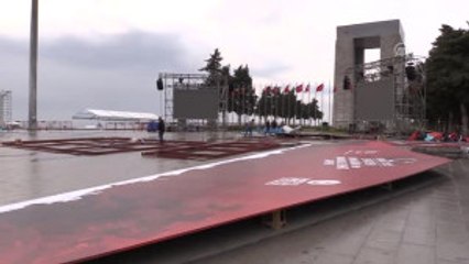 Şehitler Abidesi'ndeki Tören Öncesinde Hazırlıklar Devam Ediyor