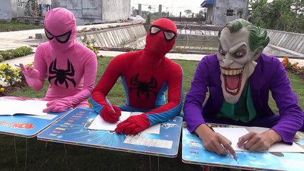 Frozen Elsa vs Spiderman At School Joker Pranks & Catwomen Superheroes classes in real lif