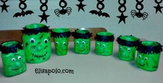 DIY Cómo hacer Decoraciones para Halloween, Lámpara Frankenstein,  Halloween Candle