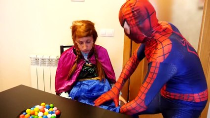 Spiderman w/ Princess Anna Pregnant & Spiderbaby in Real Life ft Frozen Elsa Kissing Frog