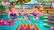 Disney Princess Pool Party! Frozen Elsa + Anna + Disney Princesses in full doll movie!