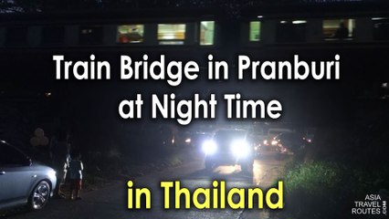 Train Bridge in Pranburi at Night Time