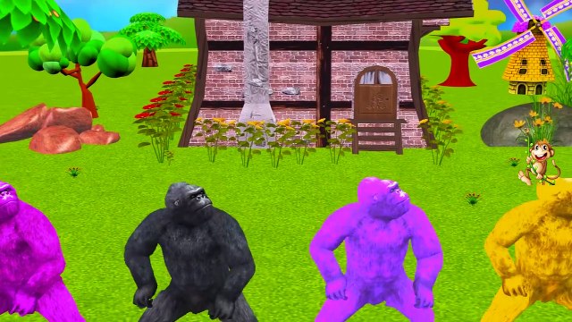 Colors Dinosaurs Vs Gorilla Bear Elephant Finger Family | Lion Cartoon Hot Cross Buns Nurs