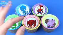 Learn Colors with Play Foam Ice Cream Cups Surprise Toys PJ Masks Spiderman Peppa Pig Iron