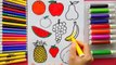 Fruits Coloring Pages for Kids - Apple, Watermelon, Banana, Grapes, Peach