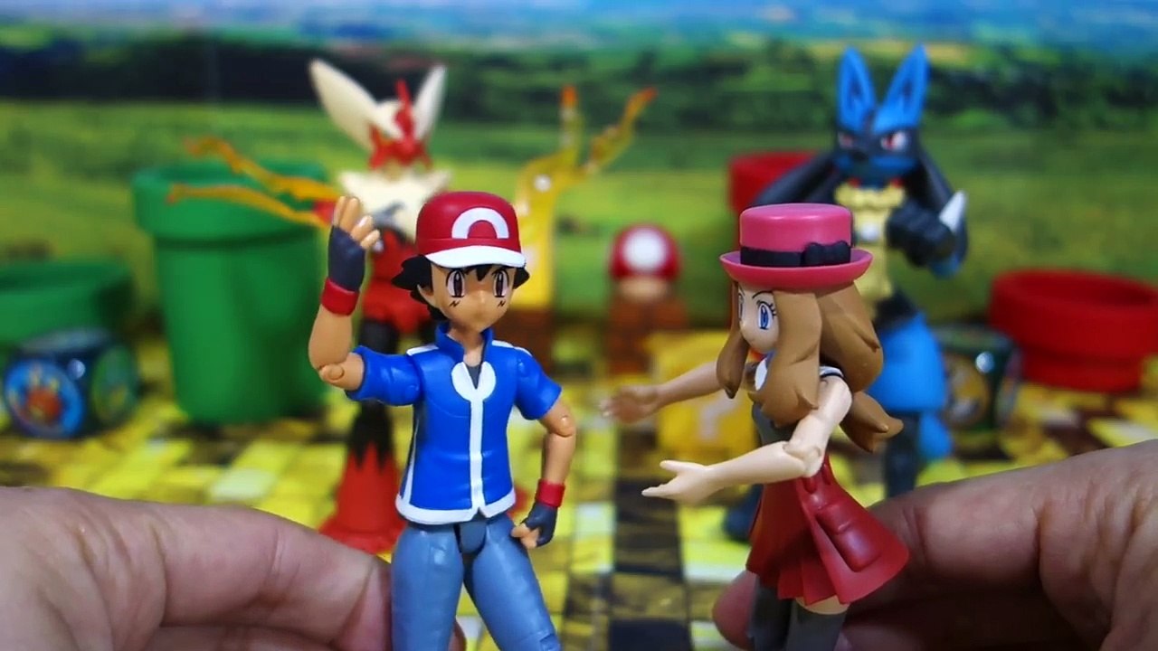 Pokemon Toy Lucario by SH Figuarts With Mega Blaziken, Ash and Serena-c_W-oZNRGfw
