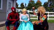 Spiderman EVIL SURPRISE! w_ Frozen Elsa Maleficent Joker Girl Spidergirl Ariel! Superheroes IRL  -)-47MkARiN
