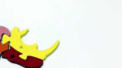 Learning Alphabet ABC with Rhino Toy Wooden Puzzle for Children-b2kBu_p