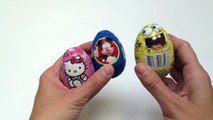 SpongeBob Surprise Egg, Mickey Mouse Surprise Egg and Hello Kitty Surprise Eggs Unboxing-njI