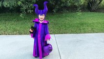 Evil Girl Maleficent, Paw Patrol Marshall & Captain America go Trick or Treating on Halloween-av