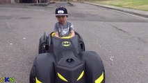 New Batman Batmobile Battery-Powered Ride-On Car Power Wheels Unboxing Test Drive With Ckn Toys-bi_f4U3s