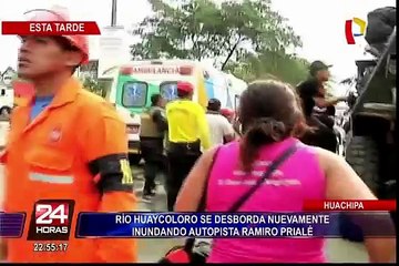 Download Video: Río Huaycoloro: nuevo desborde inundó carretera Ramiro Prialé