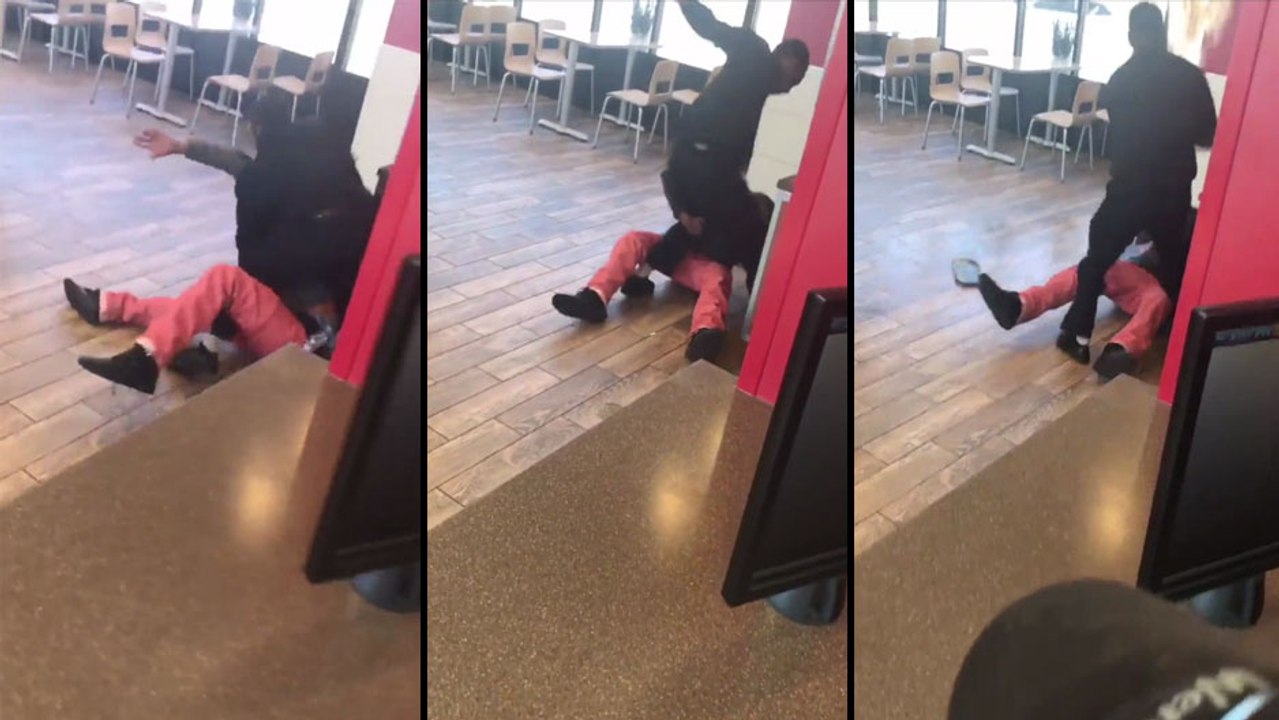Bagarre dans un fast food qui fini avec le bac à soda