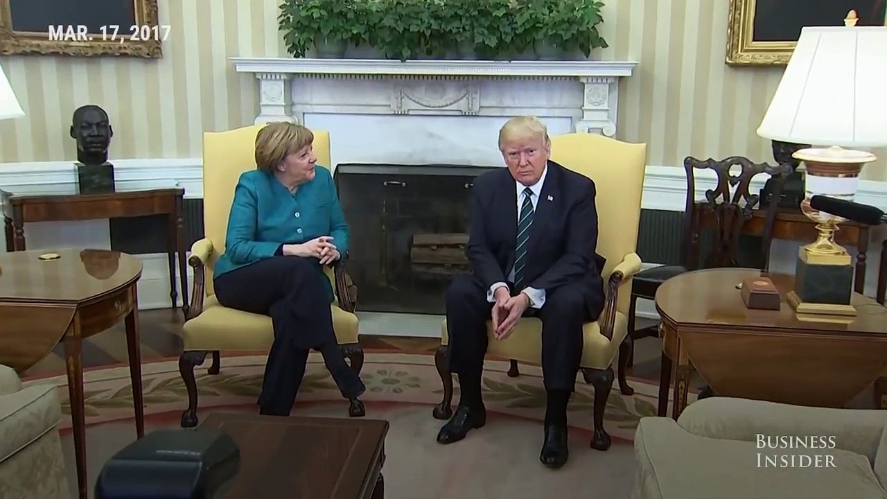 Donald Trump ignores handshake request from Angela Merkel in front of cameras