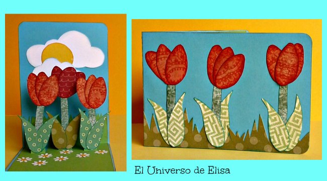 Tarjeta Pop Up Tulipanes, Tarjeta para el Día de la Madre, Regalos para el Día de la Madre