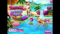 Disney Princess Rapunzel Swimming Pool Cartoon - Tangled Movie Game for Kids