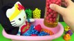 Learn Colors Baby Doll Hello Kitty M&Ms Chocolate Candies - Bath Time with Colour Balls