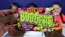 ➤Bashing 3 Giant Surprise Chocolate Halloween Candy Cakes - Gummy Boogers - Real Food Figh