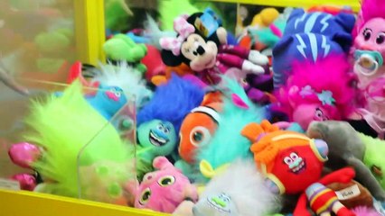 KID IN A CLAW MACHINE! Trolls Baby Poppy & Branch Toys Inside a Huge Crane Machine