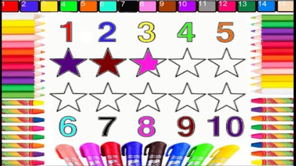 Coloring Numbers from 1 to 10 and 10 Different Colorful Stars to Learning Colours-IciPXSH4hYo