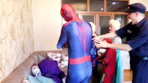 Frozen Elsa SAVES Spidermans BRAINS! w/ Joker Maleficent Poison Ivy Anna Masha TOYS Super