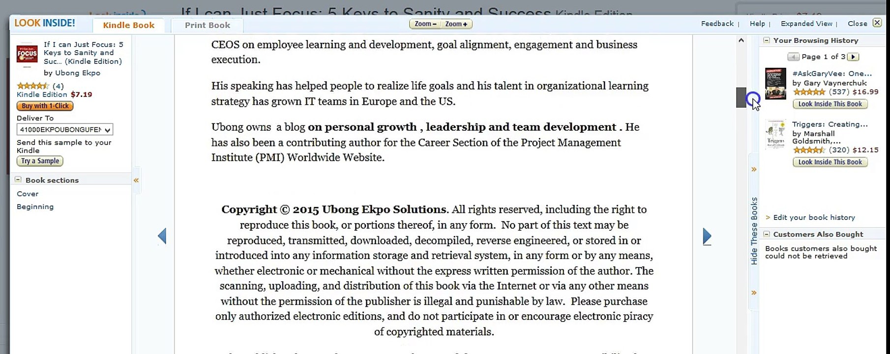 Two Amazon Top Reviews for If I can Just...Focus Kindle Book by Ubong Ekpo