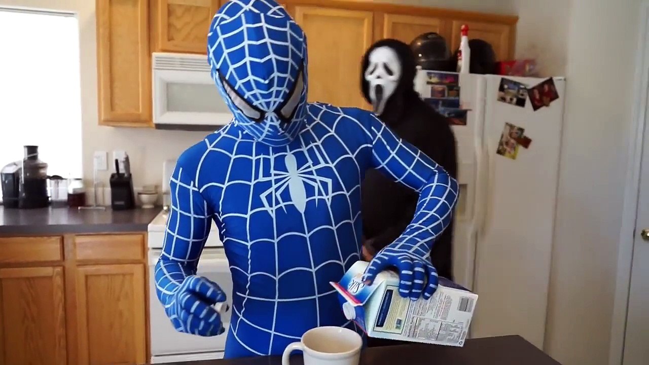 Blue Spiderman vs Scream In Real Life SuperHero Movie!