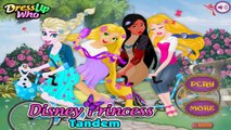 Disney Princess Tandem w/ Queen Elsa, Rapunzel Pocahontas and Aurora Dress Up Games For Gi