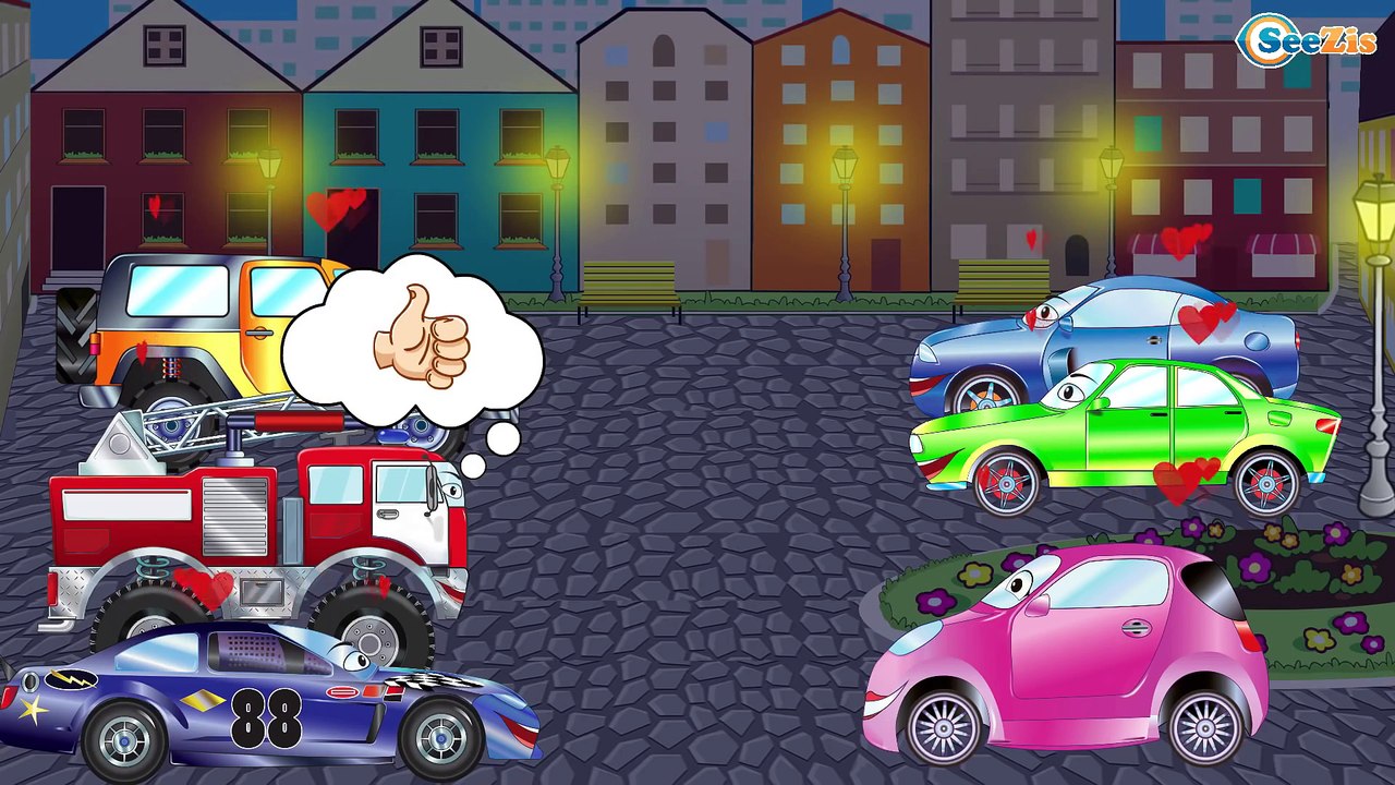 The Fire Truck & Racing Cars - Cartoons for children about Emergency ...