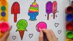 Drawing Ice Cream, Lollipop, Cupcake and Coloring Pages Birthday Cake for kids