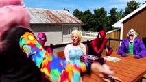 Spiderman Frozen Elsa Frozen Anna & SpiderGirl vs Joker & Venom – Fun Superhero In Real li