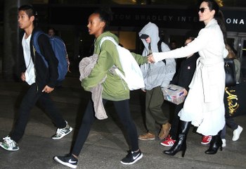 Angelina Jolie And Kids Land At LAX