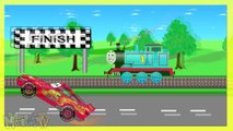 Lightning McQueen & Sally Disney Slot Cars vs Iron Bert Thomas Trains for Kids