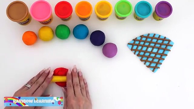 Play-Doh How to Make a Rainbow Waffle Cone with Pink Ice Cream * Creative Fun RainbowLearning