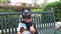 Batman Batarang Training At The Park Kids Having Fun Eating Ice Cream And KFC Ckn Toys-msE2Qgw8Dx4