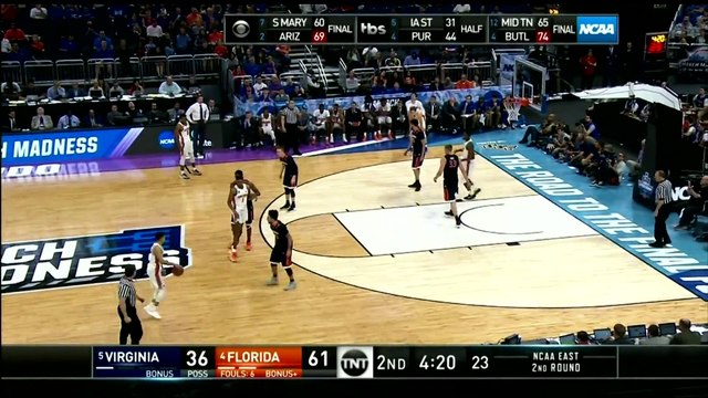 Devin Robinson's mean jab step sends the Virginia defender flying