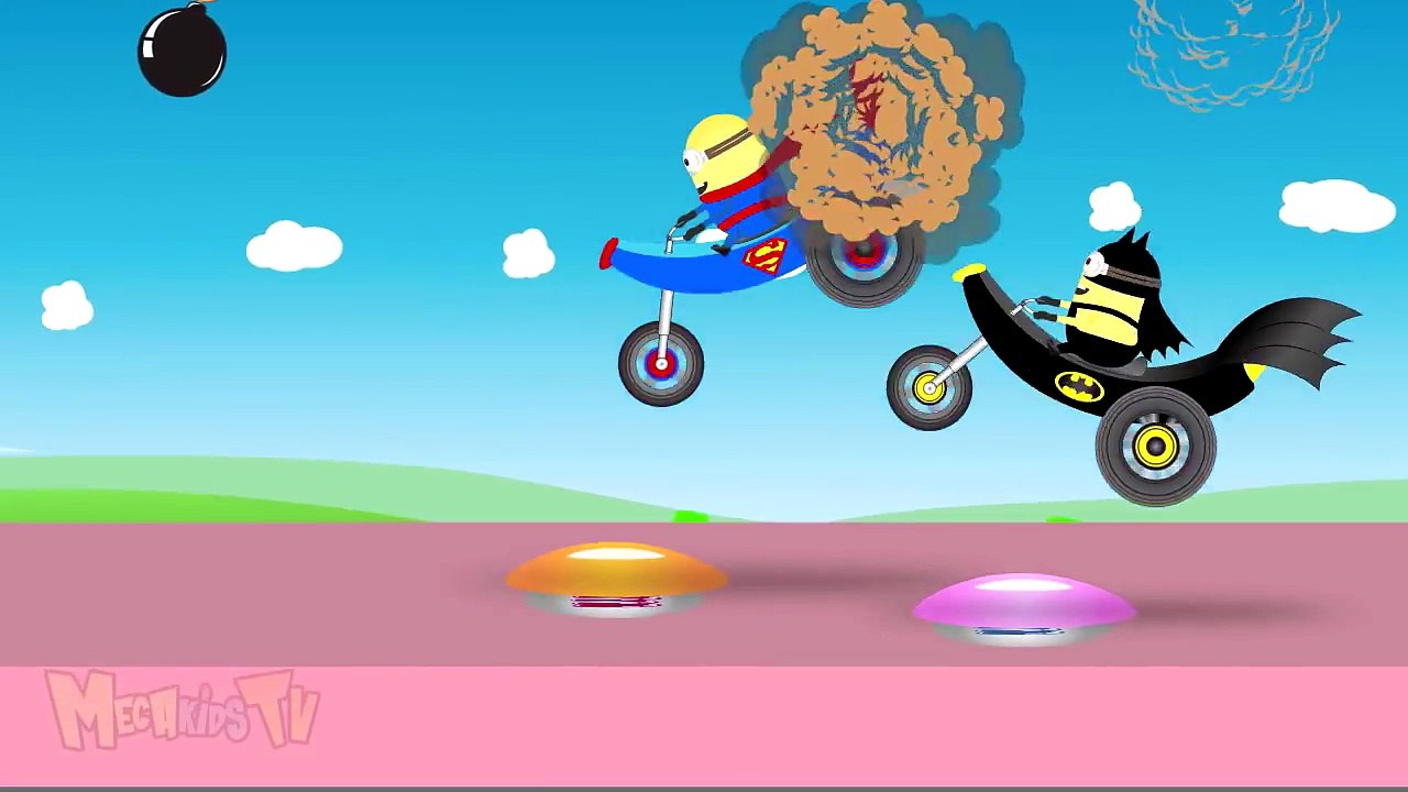 Minion Superman Monster Truck VS Banana Bike - Video For Kids - Minions Cartoon