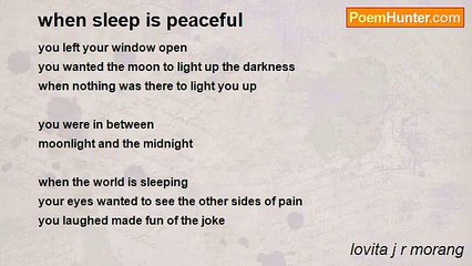 When sleep is peaceful, nation gets good