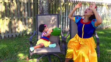Ariel Little Mermaid loses tail w/ Catwoman, SNow white, Frozen Elsa, crying baby, rapunze