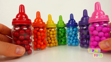Learn Colors with Surprise Toys and Candy Inside Baby Bottles