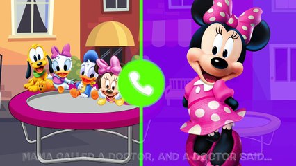 Five Little Baby Mickey Mouse Fall Off Stairs Jumping on the Bed