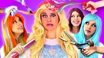 Frozen Elsa HAIR MAKEOVER! w/ Spiderman Joker Princess Anna Bad Bady Joker Girl Candy Fun Real Life